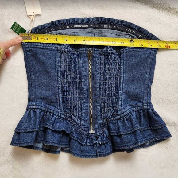New women's M Gap x LoveShackFancy denim corset top - Picture 7 of 11
